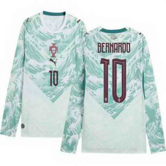 Men 10 Portugal Replica Bernardo Silva Long Sleeve Away Jersey   2